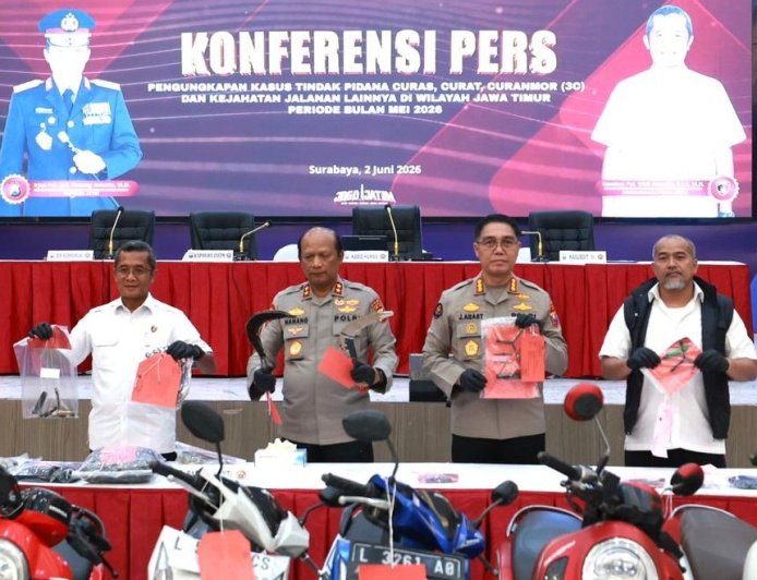 Polda Jatim Ungkap 320 Kasus 3C dan Kejahatan Jalanan Selama Mei 2026